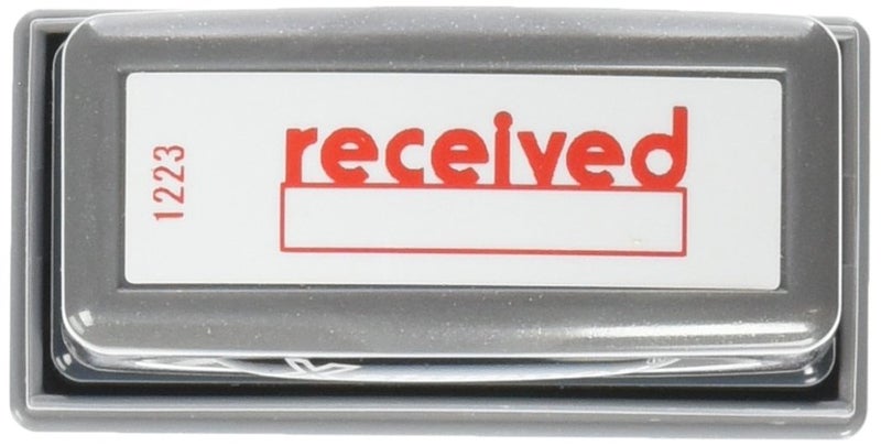Xstamper 1223 Receved with Space for Initial or Date, Pre Inked Laser Engraved Rubber Stamp, Red Ink, Impression Size: 1/2"" x 1-5/8"" - Image 1